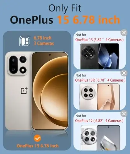 FNTCASE for OnePlus 15 Case - for One Plus 15 Military Grade Drop Protection, 14ft Drop Tested, Screen Protector Included, Anti-Slip Anti-Fingerprint Matte Textured, Soft TPU Shockproof Cover (Black) - 2