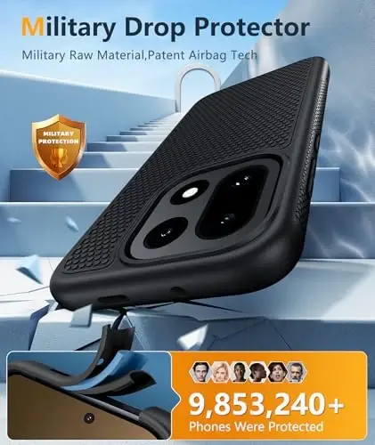 FNTCASE for OnePlus 15 Case - for One Plus 15 Military Grade Drop Protection, 14ft Drop Tested, Screen Protector Included, Anti-Slip Anti-Fingerprint Matte Textured, Soft TPU Shockproof Cover (Black) - 4