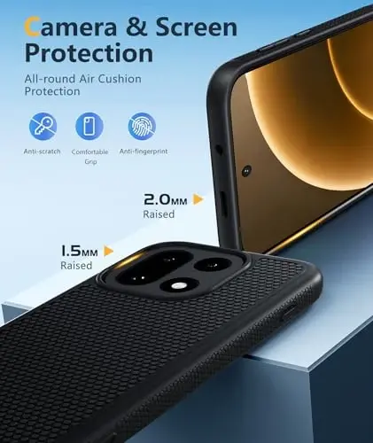 FNTCASE for OnePlus 15 Case - for One Plus 15 Military Grade Drop Protection, 14ft Drop Tested, Screen Protector Included, Anti-Slip Anti-Fingerprint Matte Textured, Soft TPU Shockproof Cover (Black) - 5