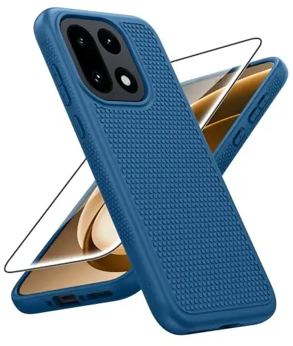 FNTCASE for OnePlus 15 Case: 14FT Heavy Duty Military Grade Drop Protection for One Plus 15 Case with Screen Protector, Non-Slip Anti-Fingerprint Shockproof Matte Soft TPU Phone Cover - Blue 