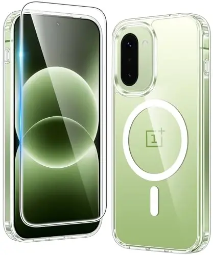 FNTCASE for Oneplus 15R Case Clear: One Plus 15R Case with Screen Protector Drop Proof Slim Anti Yellowing Rugged Shockproof Protective Transparent Cover (Clear Magnetic) - 1