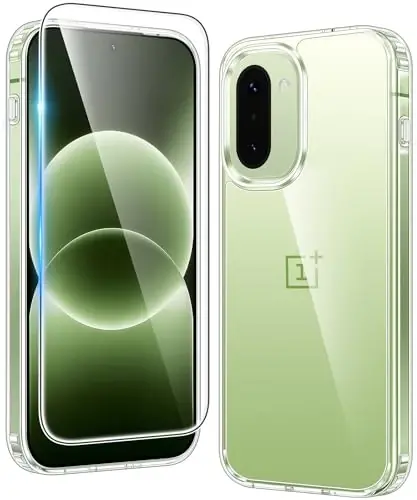 FNTCASE for Oneplus 15R Case Clear: One Plus 15R Phone Cases with Screen Protector Slim Anti Yellowing Military Grade Drop Protection Rugged Shockproof Protective Transparent Cell Cover (Clear) - 1