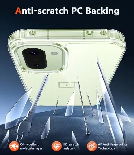 FNTCASE for Oneplus 15R Case Clear: One Plus 15R Phone Cases with Screen Protector Slim Anti Yellowing Military Grade Drop Protection Rugged Shockproof Protective Transparent Cell Cover (Clear) - 5