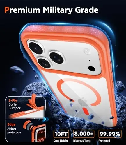 FNTCASE for Phone 17 Pro Case / 18 Pro Case Clear with Screen Protector | Anti Yellowing, Compatible with Magsafe, Rugged Shockproof Protective, Transparent Cell Phone Cover - 6