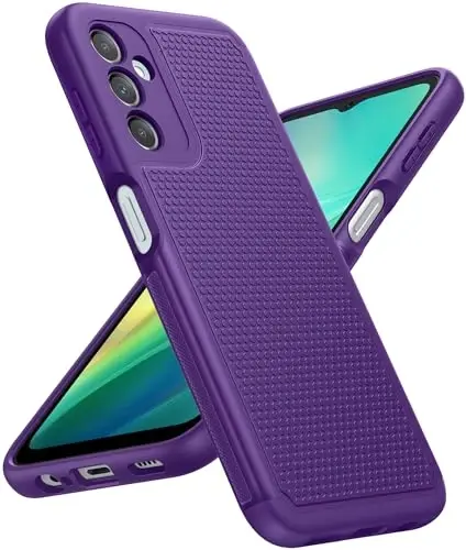 FNTCASE for Samsung Galaxy A14 5G Case: Dual Layer Protective Heavy Duty Cell Phone Cover Shockproof Rugged with Non Slip Textured Back - Military Protection Bumper Tough - 2023, 6.6inch (Purple) - 1