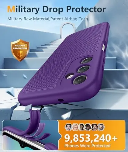 FNTCASE for Galaxy A14-5G Phone Case: Samsung A14 5G Military Grade Drop Protection, 14ft Drop Tested, Screen Protector Included, Anti-Slip Matte Textured, TPU+PC Dual Layer Shockproof Cover (Purple) - 4