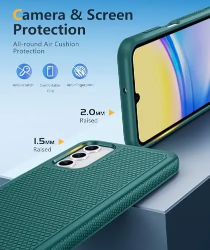 FNTCASE for Samsung Galaxy A15-5G Case: Dual Layer Protective Heavy Duty Cell Phone Cover Shockproof Rugged with Non Slip Textured Back - Military Protection Bumper Tough - 2024, 6.5inch Green - 1