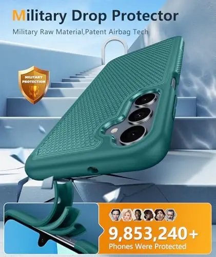 FNTCASE for Samsung Galaxy A16-5G Case: Dual Layer Protective Heavy Duty Cell Phone Cover with Non Slip Textured Back - Shockproof Rugged Military Grade Drop Protection Bumper Tough (Green) - 5