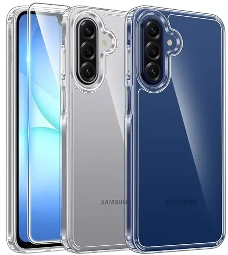 FNTCASE for Samsung Galaxy A17-5G Case: Galaxy A16 5G Clear Case Military Grade Drop Protection Anti Yellowing Cell Phone Cover - Rugged Shockproof Protective Bumper Transparent Cases(Clear) - 1