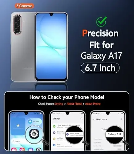 FNTCASE for Samsung Galaxy A17-5G Case: Galaxy A16 5G Clear Case Military Grade Drop Protection Anti Yellowing Cell Phone Cover - Rugged Shockproof Protective Bumper Transparent Cases(Clear) - FNTCASE (1)