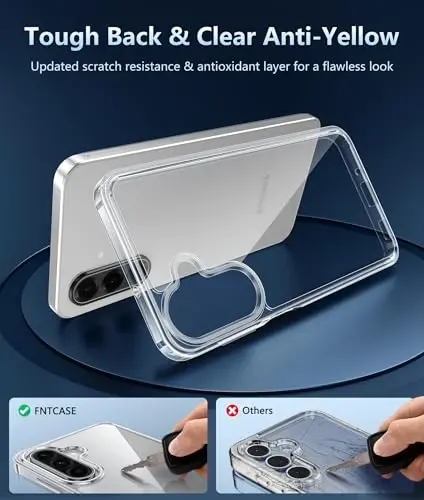 FNTCASE for Samsung Galaxy A17-5G Case: Galaxy A16 5G Clear Case Military Grade Drop Protection Anti Yellowing Cell Phone Cover - Rugged Shockproof Protective Bumper Transparent Cases(Clear) - 4