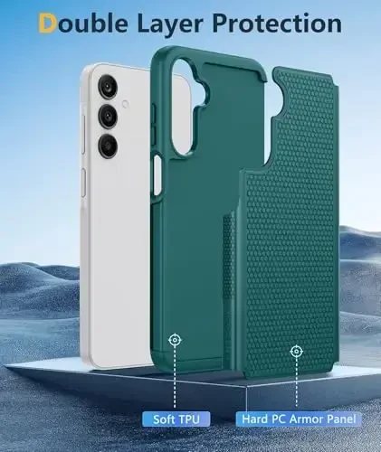 FNTCASE for Samsung Galaxy A25 Case: Galaxy A25 5G Phone Case Dual Layer Protective Phone Cover Rugged Full Body Drop Protection Shockproof Phone Case (Green) - 5