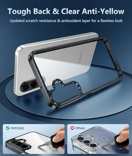 FNTCASE for Samsung Galaxy A26-5G Case: Clear Military Grade Drop Protection Anti Yellowing Cell Phone Cover - Rugged Shockproof Protective Bumper Transparent Case(Black) - 3