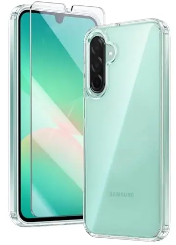 FNTCASE for Samsung Galaxy A26-5G Case: Clear Military Grade Drop Protection Anti Yellowing Cell Phone Cover - Rugged Shockproof Protective Bumper Transparent Case(Clear) 