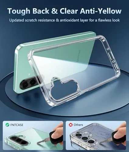 FNTCASE for Samsung Galaxy A26-5G Case: Clear Military Grade Drop Protection Anti Yellowing Cell Phone Cover - Rugged Shockproof Protective Bumper Transparent Case(Clear) - 3