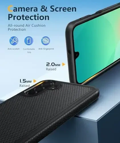 FNTCASE for Samsung Galaxy A26-5G Case: Dual Layer Protective Heavy Duty Cell Phone Cover Shockproof Rugged with Non Slip Textured Back - Military Protection Bumper Tough - 2025, 6.7 inch (Black) - 6