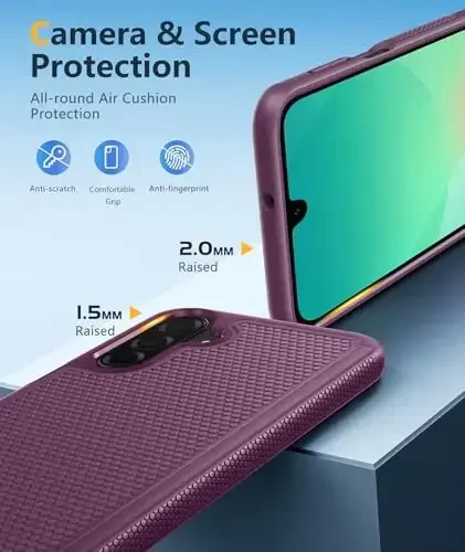 FNTCASE for Samsung Galaxy A26-5G Case: Dual Layer Protective Heavy Duty Cell Phone Cover Shockproof Rugged with Non Slip Textured Back - Military Protection Bumper Tough - 6.7 inch (Burgundy Purple) - 6