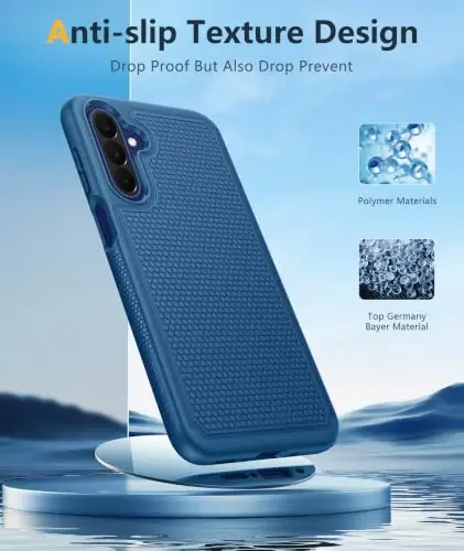 FNTCASE for Samsung Galaxy A27-5G Case: Military Grade Drop Protection Phone Cover, 14ft Drop Tested, Screen Protector Included, Anti-Slip Matte Textured, TPU+PC Dual Layer Shockproof (Blue) - 3