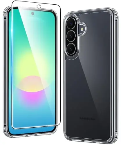 FNTCASE for Samsung Galaxy A27-5G Case: [Screen Protector] Clear Phone Cases Anti Yellowing Slim Rugged Shockproof Protective Transparent Cover (B-Clear) 