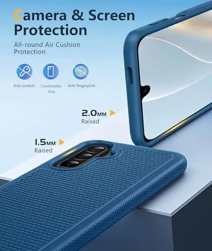 FNTCASE for Samsung Galaxy A27-5G Case: Military Grade Drop Protection Phone Cover, 14ft Drop Tested, Screen Protector Included, Anti-Slip Matte Textured, TPU+PC Dual Layer Shockproof (Blue) - 4