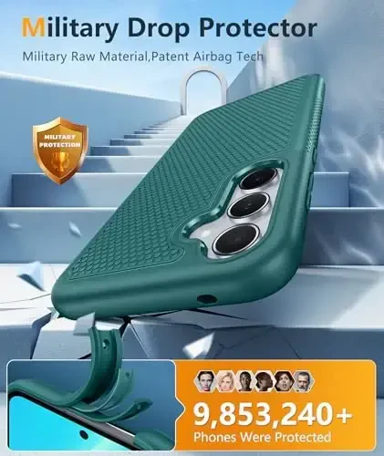 FNTCASE for Samsung Galaxy A35-5G Case: Dual Layer Protective Heavy Duty Cell Phone Cover Shockproof Rugged with Non Slip Textured Back - Military Protection Bumper Tough - 2024, 6.6 inch Green - 4