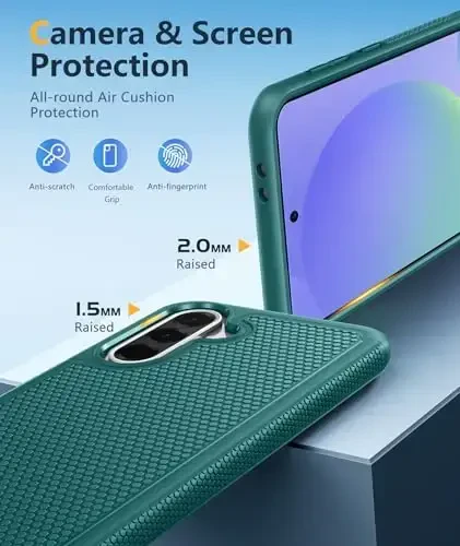 FNTCASE for Samsung Galaxy A36-5G Case: A56-5G Dual Layer Protective Heavy Duty Cell Phone Cover Shockproof Rugged with Non Slip Textured Back - Military Protection Bumper Tough 6.7 Inch (Green) - 6