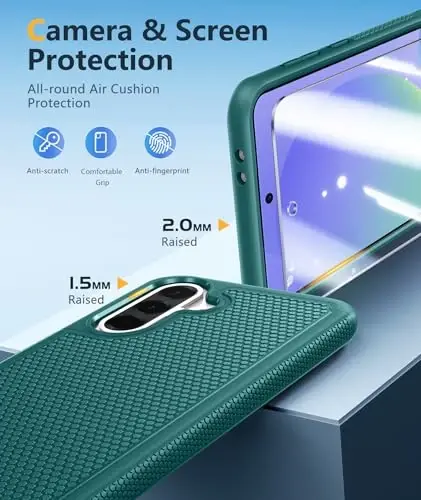 FNTCASE for Samsung Galaxy A36-5G Case: A56-5G Dual Layer Protective Heavy Duty Cell Phone Cover Shockproof Rugged with Non Slip Textured Back - Military Protection Bumper Tough 6.7 Inch (Green) - 1
