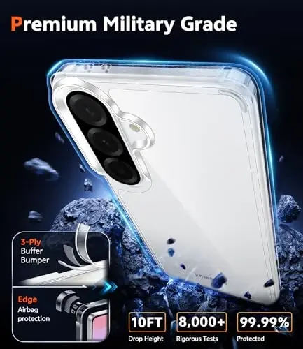FNTCASE for Samsung Galaxy A37-5G Case: Clear A36 Phone Cases with Screen Protector Compatible with Magsafe Slim Anti Yellowing Rugged Shockproof Protective Transparent Cell Cover (Clear) - 4