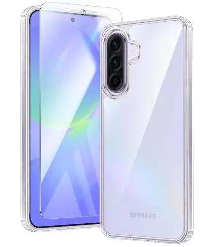 FNTCASE for Samsung Galaxy A37-5G Case: Clear A36 Phone Cases with Screen Protector Compatible with Magsafe Slim Anti Yellowing Rugged Shockproof Protective Transparent Cell Cover (Clear) - FNTCASE