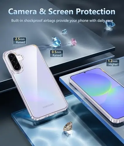 FNTCASE for Samsung Galaxy A37-5G Case: Clear A36 Phone Cases with Screen Protector Compatible with Magsafe Slim Anti Yellowing Rugged Shockproof Protective Transparent Cell Cover (Clear) - 5