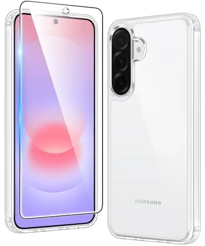 FNTCASE for Samsung Galaxy A37-5G Case: Clear A36 Phone Cases with Screen Protector Compatible with Magsafe Slim Anti Yellowing Rugged Shockproof Protective Transparent Cell Cover (Clear) 