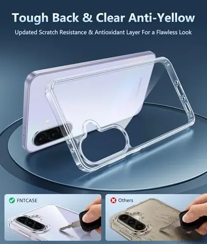 FNTCASE for Samsung Galaxy A37-5G Case: Clear A36 Phone Cases with Screen Protector Compatible with Magsafe Slim Anti Yellowing Rugged Shockproof Protective Transparent Cell Cover (Clear) - 4