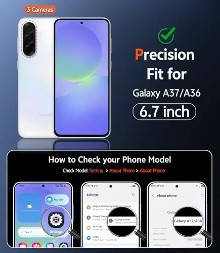 FNTCASE for Samsung Galaxy A37-5G Case: Matte Translucent A36 Phone Cases with Screen Protector Lens Protection Compatible with Magsafe Rugged Protective Cell Cover (Frosted Black Magnetic) - 2