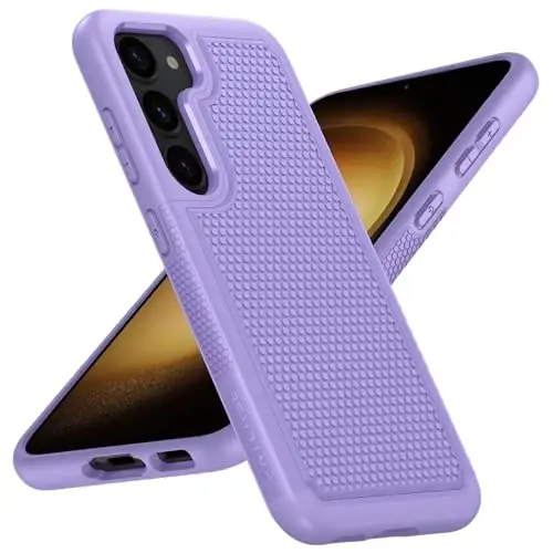FNTCASE for Samsung Galaxy S23 Case: Dual Layer Heavy Duty Cell Phone Protective Cover Shockproof Rugged with Non-Slip Textured - Military Drop Protection Bumper Tough - 2023, 6.1inch Light Purple - 1