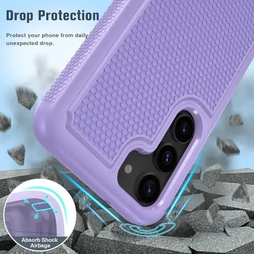 FNTCASE for Samsung Galaxy S23 Case: Dual Layer Heavy Duty Cell Phone Protective Cover Shockproof Rugged with Non-Slip Textured - Military Drop Protection Bumper Tough - 2023, 6.1inch Light Purple - 4