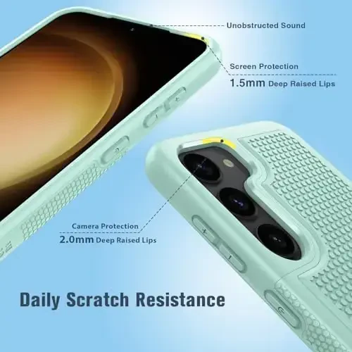 FNTCASE for Samsung Galaxy S23 Case: Dual Layer Heavy Duty Cell Phone Protective Cover Shockproof Rugged with Non-Slip Textured - Military Drop Protection Bumper Tough - 2023, 6.1inch Mint Green - 6