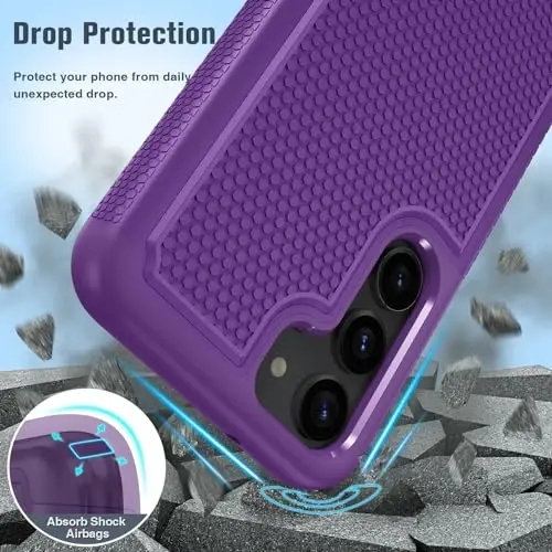 FNTCASE for Samsung Galaxy S23 Case: Dual Layer Heavy Duty Cell Phone Protective Cover Shockproof Rugged with Non-Slip Textured - Military Drop Protection Bumper Tough - 2023, 6.1inch Purple - 4