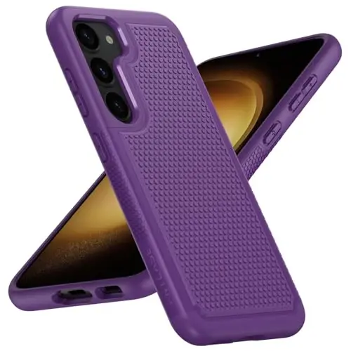 FNTCASE for Samsung Galaxy S23 Case: Dual Layer Non Slip Cover Purple | 14FT Military Grade Shockproof Protective Drop Protection, Matte Textured Cell Phone Cases, for Daily Use, Purple - 1