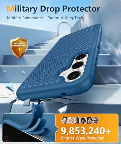 FNTCASE for Samsung Galaxy S23-FE Case: Dual Layer Protective Heavy Duty Cell Phone Cover Rugged Full Body Drop Protection Military Grade Shockproof Phone Case (Blue Navy) - 3