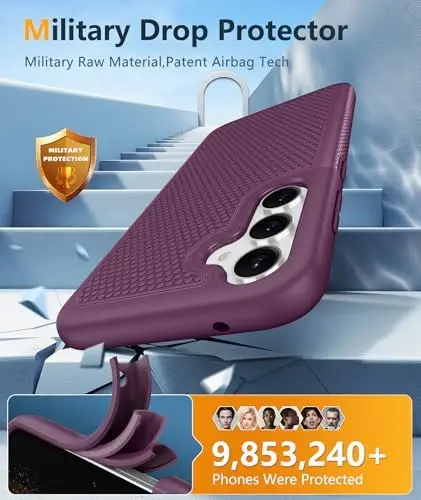 FNTCASE for Samsung Galaxy S23-FE Case: Dual Layer Protective Heavy Duty Cell Phone Cover Rugged Full Body Drop Protection Military Grade Shockproof Phone Case (Burgundy Purple) - 3