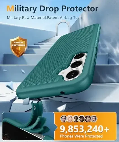 FNTCASE for Samsung Galaxy S23-FE Case: Dual Layer Protective Heavy Duty Cell Phone Cover Rugged Full Body Drop Protection Military Grade Shockproof Phone Case (Dark Green) - 3