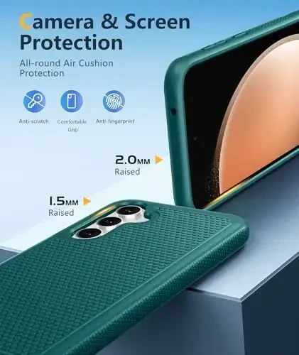 FNTCASE for Samsung Galaxy S23-FE Case: Dual Layer Protective Heavy Duty Cell Phone Cover Rugged Full Body Drop Protection Military Grade Shockproof Phone Case (Dark Green) - 6