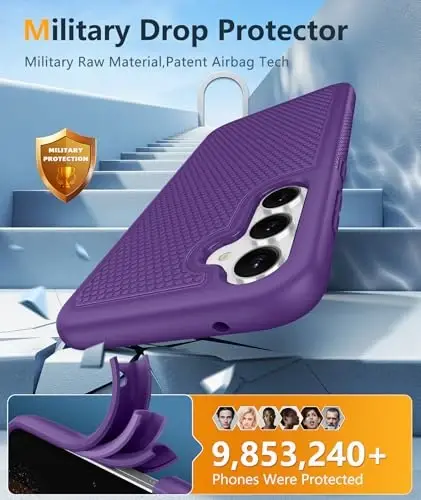FNTCASE for Samsung Galaxy S23-FE Case: Dual Layer Protective Heavy Duty Cell Phone Cover Rugged Full Body Drop Protection Military Grade Shockproof Phone Case (Purple) - 3