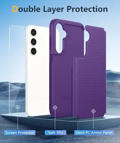FNTCASE for Samsung Galaxy S23-FE Case: Dual Layer Protective Heavy Duty Cell Phone Cover Rugged Full Body Drop Protection Military Grade Shockproof Phone Case (Purple) - 4