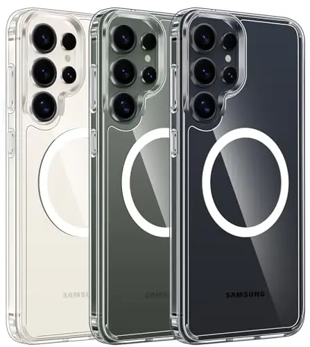 FNTCASE for Samsung Galaxy S23-Ultra Case: Clear Magnetic Phone Cases Compatible with Magsafe Slim Anti Yellowing Rugged Protective Transparent Cell Phone Cover (A-Clear) 