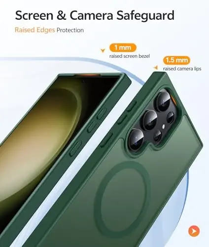 FNTCASE for Samsung Galaxy S23 Ultra Case: [Fit for Magsafe] Magnetic Translucent Matte Anti-Fingerprint Cell Phone Cover Military Grade Shockproof Protective Case - 4