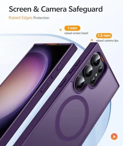 FNTCASE for Samsung Galaxy S23 Ultra Case: [Fit for Magsafe] Magnetic Translucent Matte Anti-Fingerprint Cell Phone Cover Military Grade Shockproof Protective Case - 4