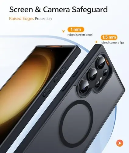 FNTCASE for Samsung Galaxy S23 Ultra Case: [Fit for Magsafe] Magnetic Translucent Matte Anti-Fingerprint Cell Phone Cover Military Grade Shockproof Protective Case - 4