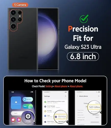 FNTCASE for Samsung Galaxy S23-Ultra Case: Matte Magnetic Translucent Phone Cases Lens Protection Compatible with Magsafe Rugged Protective Cell Cover (C-Black) - 2