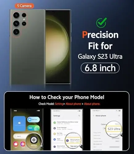 FNTCASE for Samsung Galaxy S23-Ultra Case: Matte Magnetic Translucent Phone Cases Lens Protection Compatible with Magsafe Rugged Protective Cell Cover (C-Dark Green) - 2